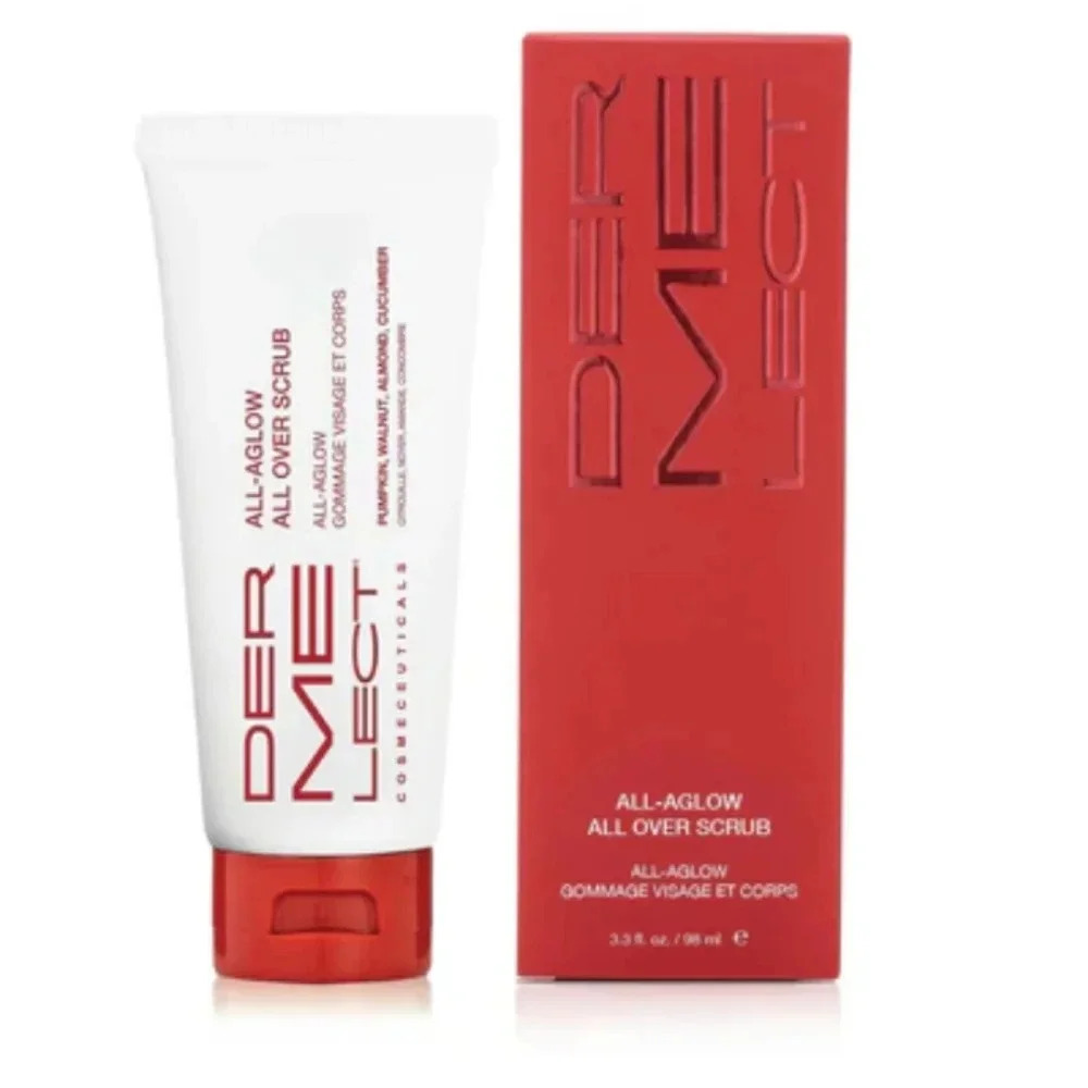 New Dermelect ALL-AGLOW All Over Face Body Scrub multitasking pumpkin exfoliator